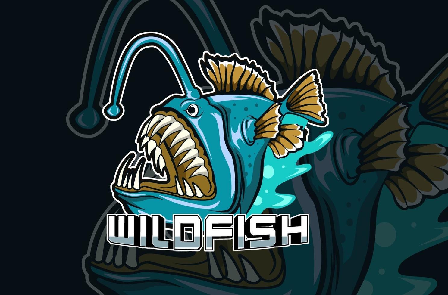 wild fish predator e-sports team logo template vector