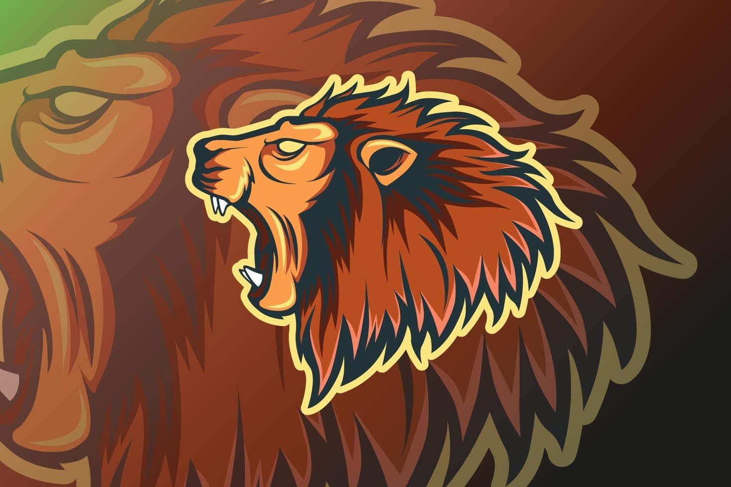 roar lion E-sports team logo template vector