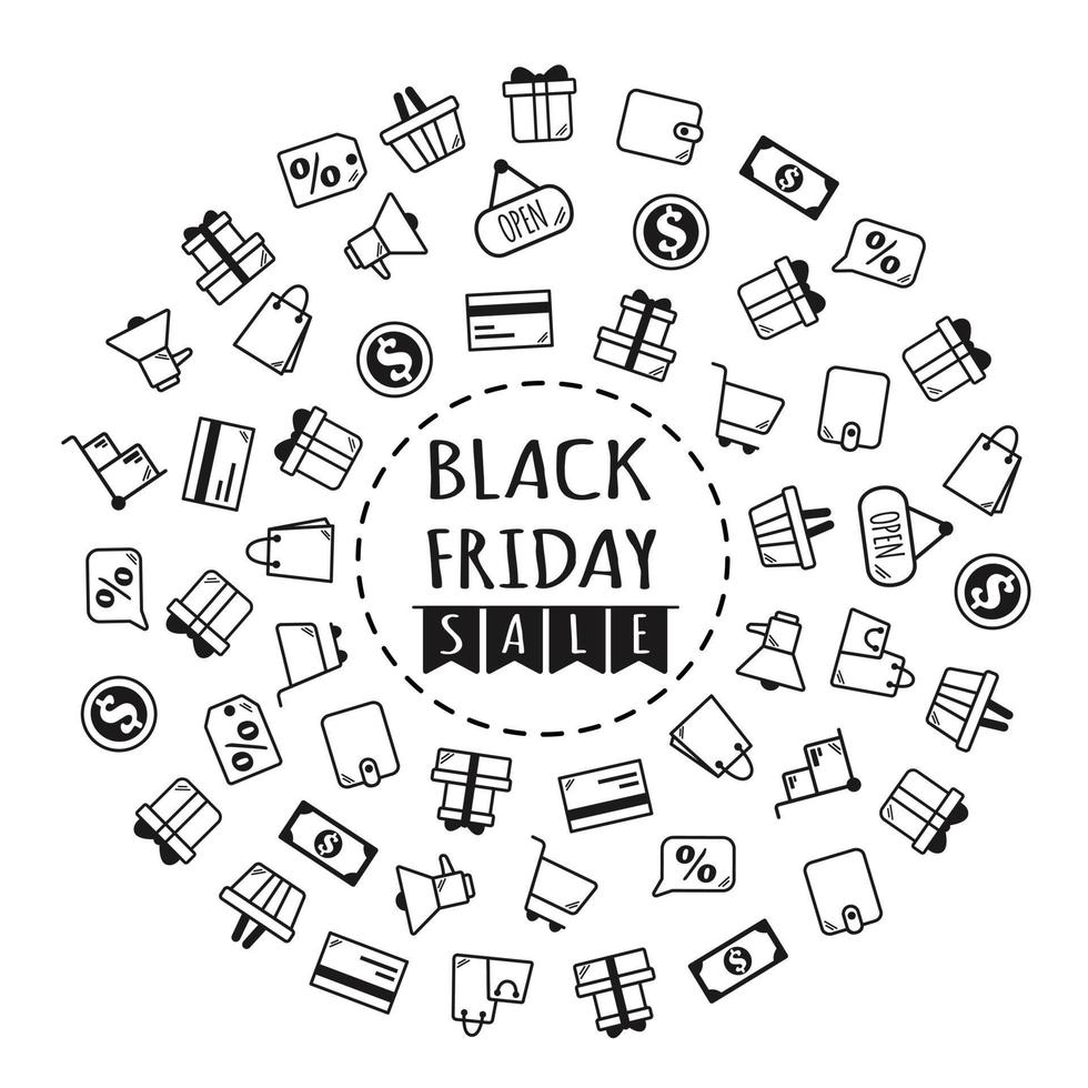 Black friday icons set. Sale, shopping, marketing icons vector