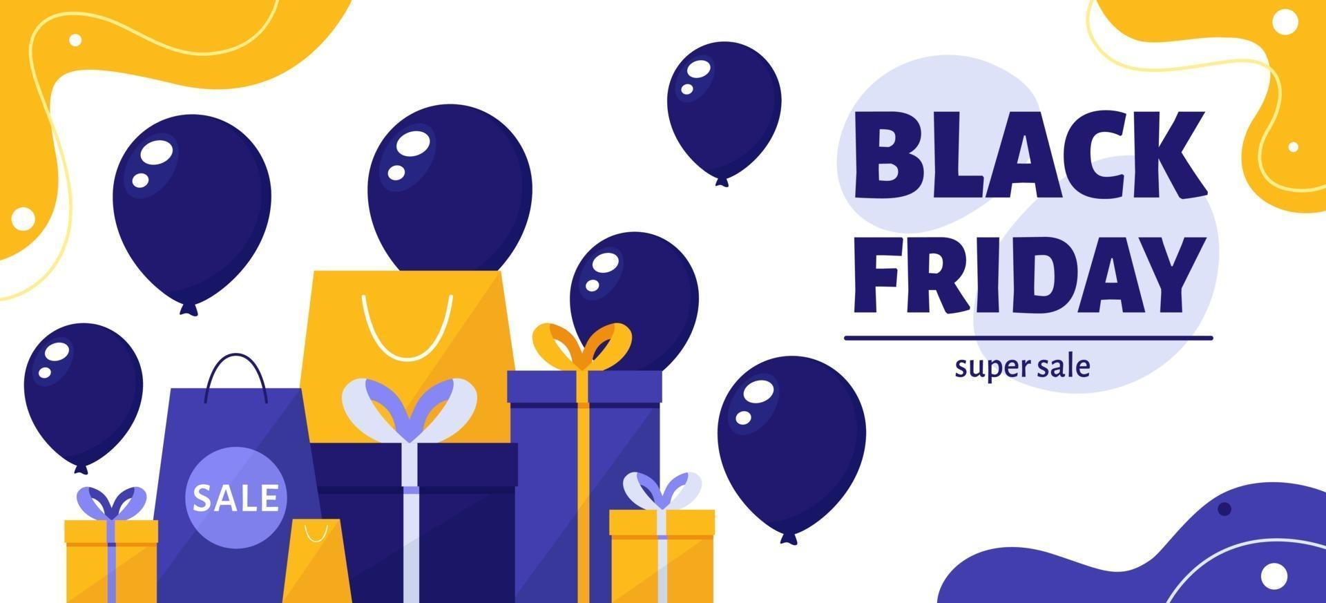 Black friday banner. Gifts and purchases. vector