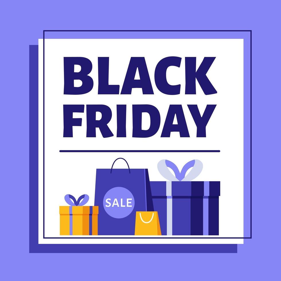 Black friday banner. Gifts and purchases. vector
