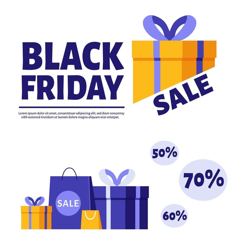 Black friday banner. Gifts and purchases. vector