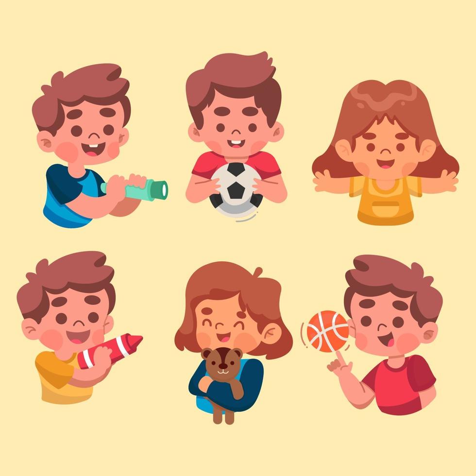 Children's Day Stickers Set vector