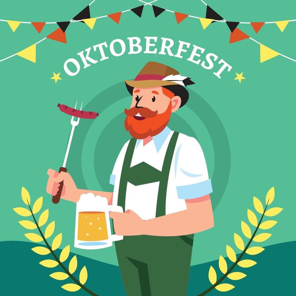 Oktoberfest Bavarian Man with Beer vector