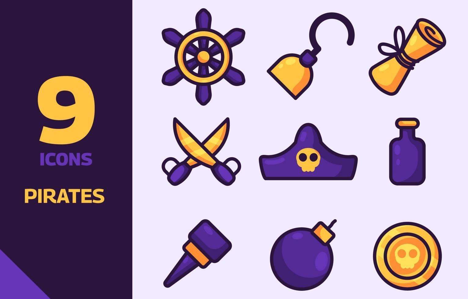 conjunto de iconos de piratas vector