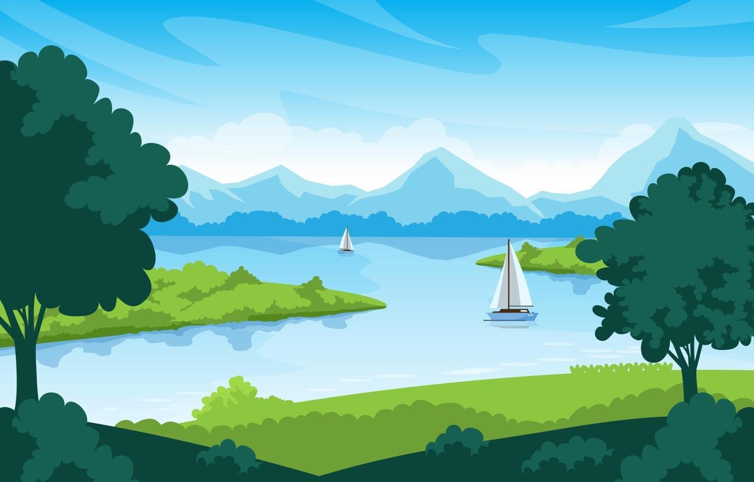 Scenery of a Lake and Nature Landscape vector