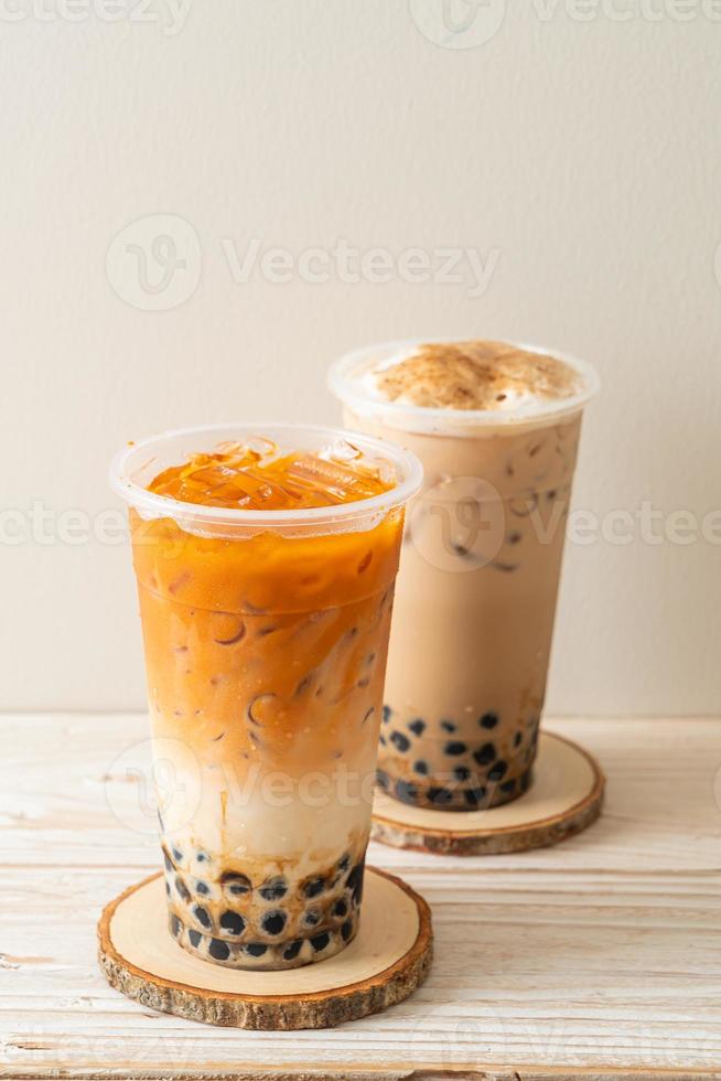 té con leche de taiwán y té con leche tailandés con burbujas foto