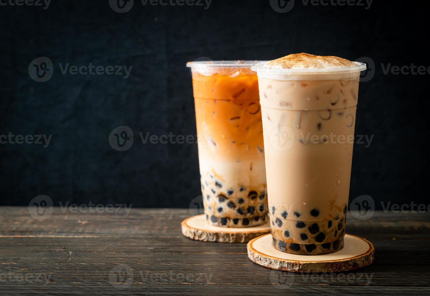 Taiwan milk tea and Thai milk tea with bubbles photo