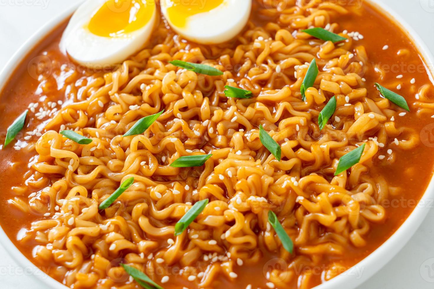 Korean instant noodles with egg photo