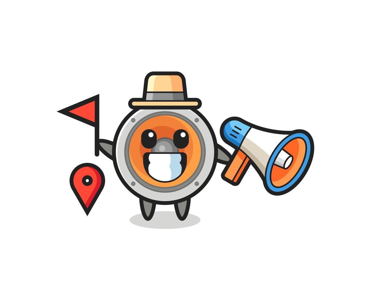 Character cartoon of loudspeaker as a tour guide vector