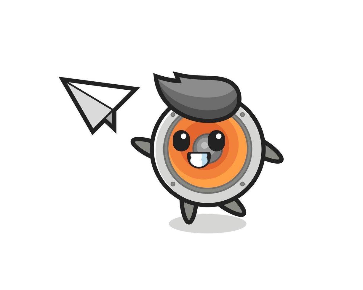 loudspeaker cartoon character throwing paper airplane vector