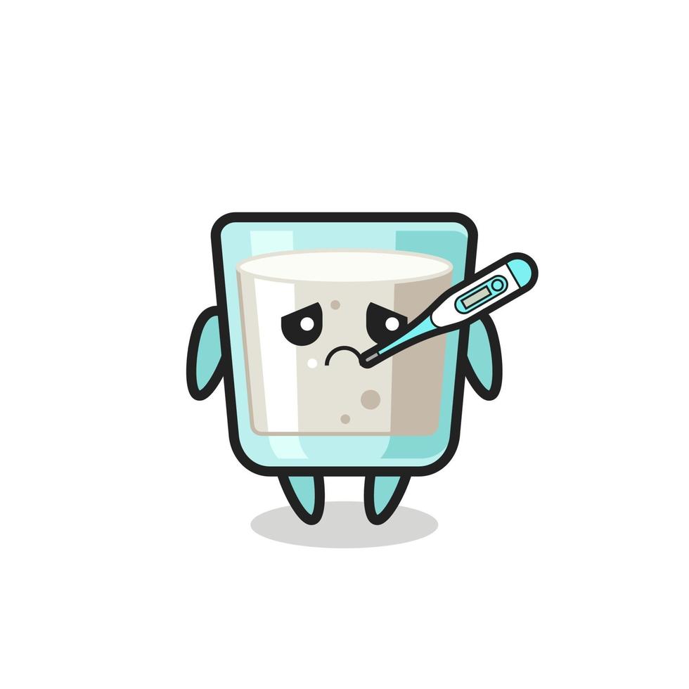 milk mascot character with fever condition vector