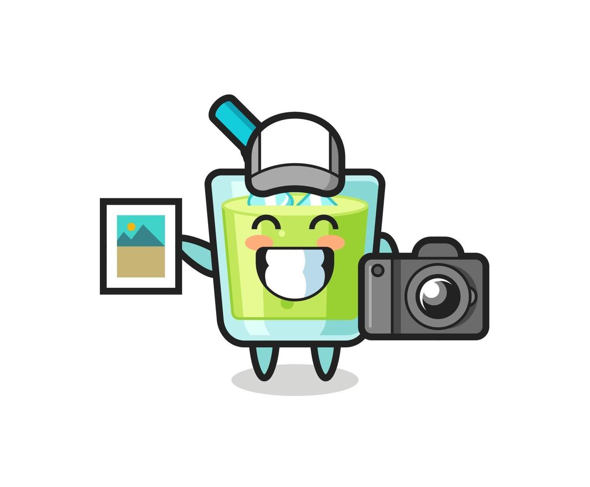Character Illustration of melon juice as a photographer vector