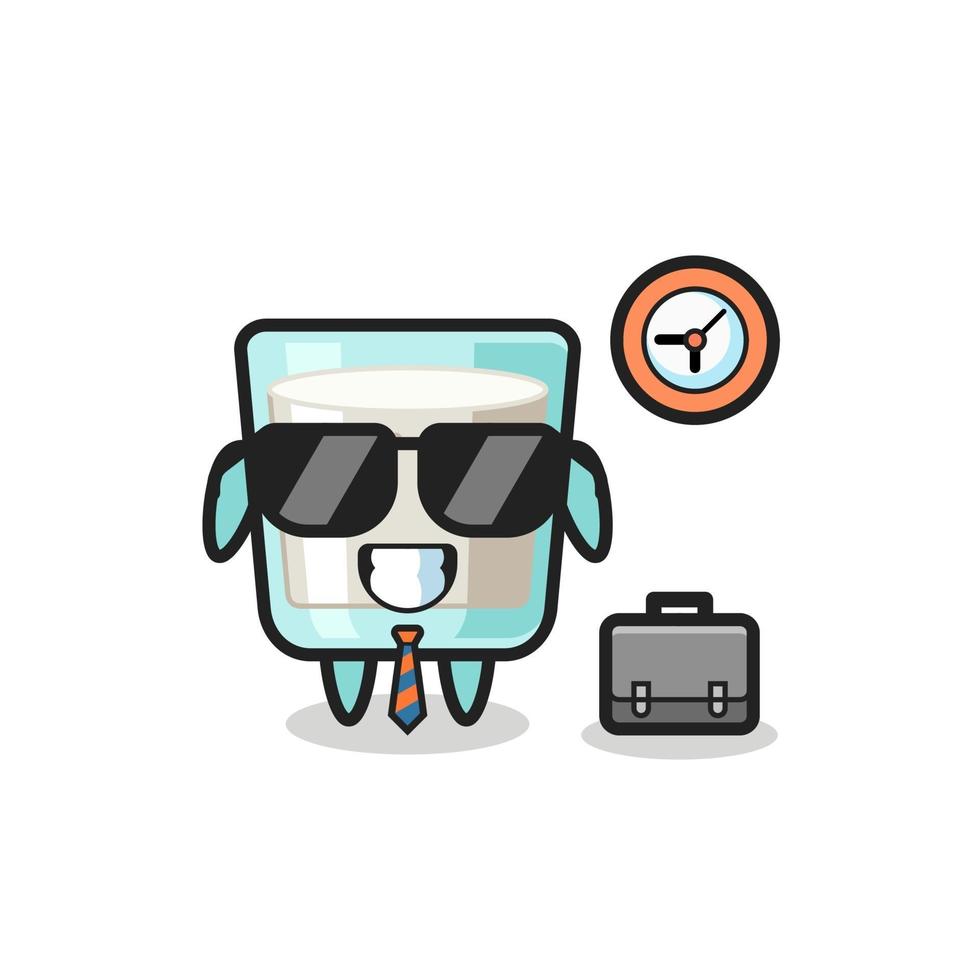 Cartoon mascot of milk as a businessman vector