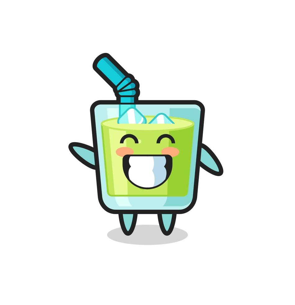 melon juice cartoon character doing wave hand gesture vector