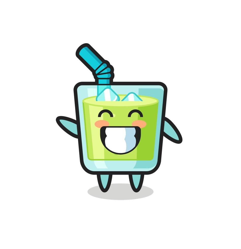 personaje de dibujos animados de jugo de melón haciendo gesto de mano vector