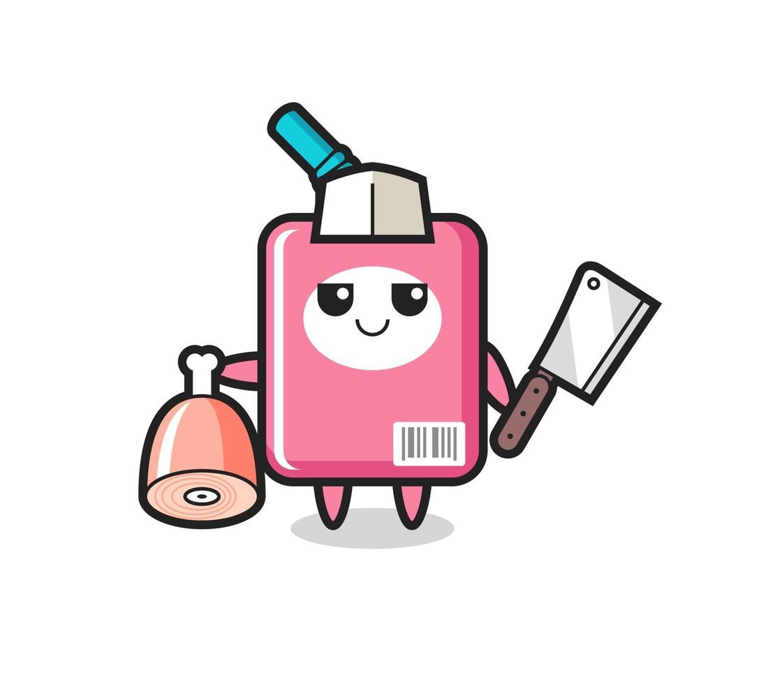 Illustration of milk box character as a butcher vector