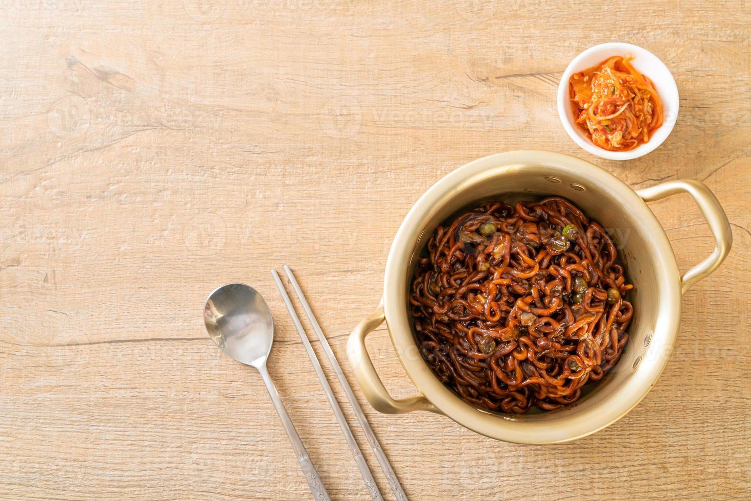 Korean black spaghetti or instant noodle with roasted chajung sauce photo