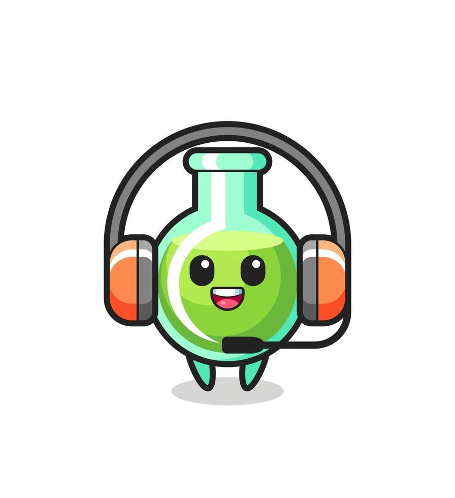 Cartoon mascot of lab beakers as a customer service vector