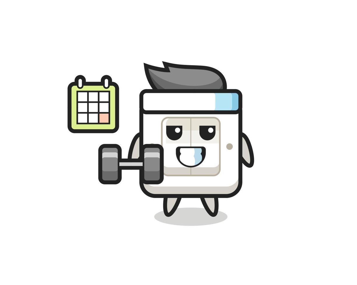 light switch mascot cartoon doing fitness with dumbbell vector