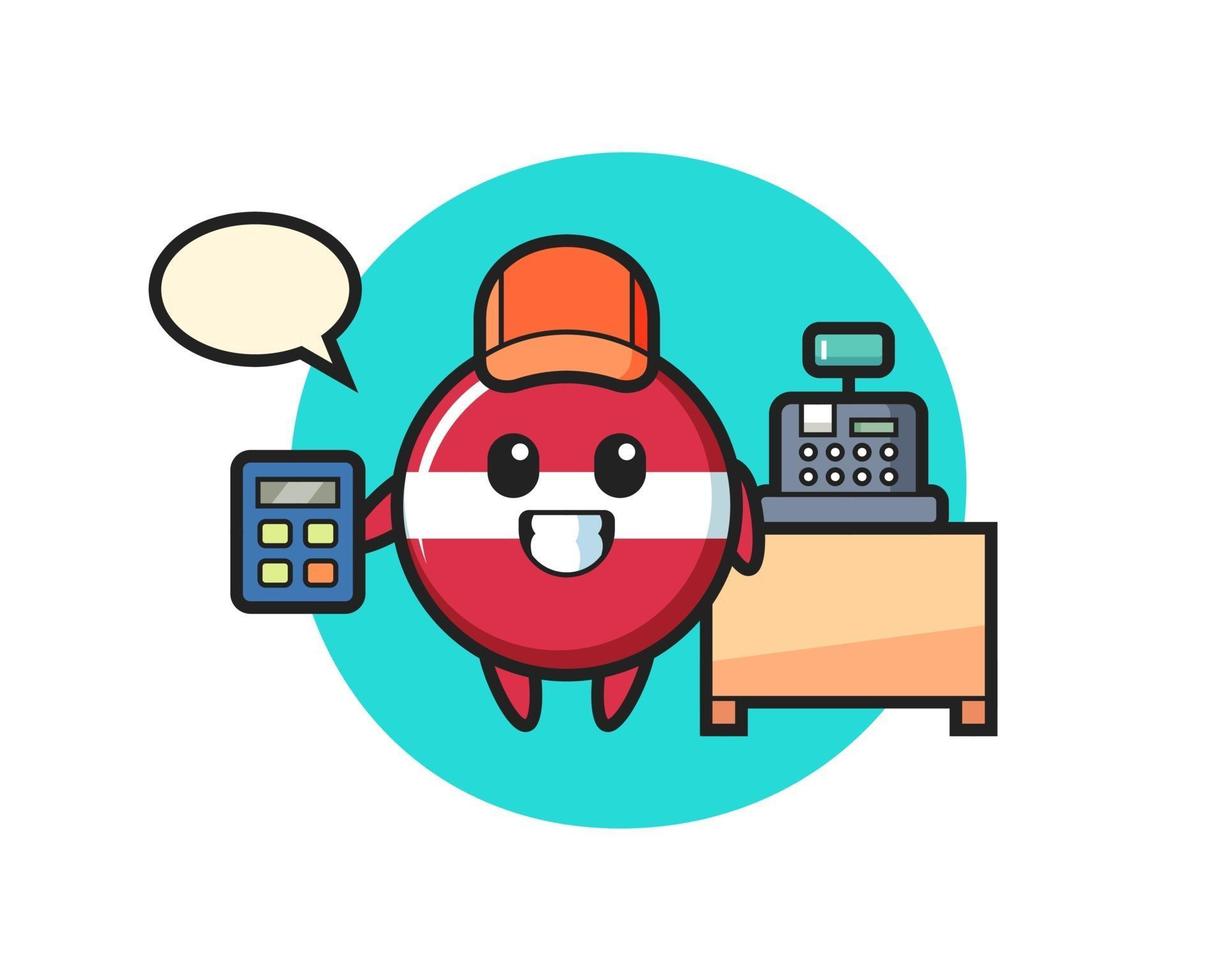 Illustration of latvia flag badge character as a cashier vector