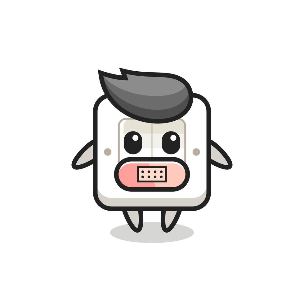 Cartoon Illustration of light switch with tape on mouth vector