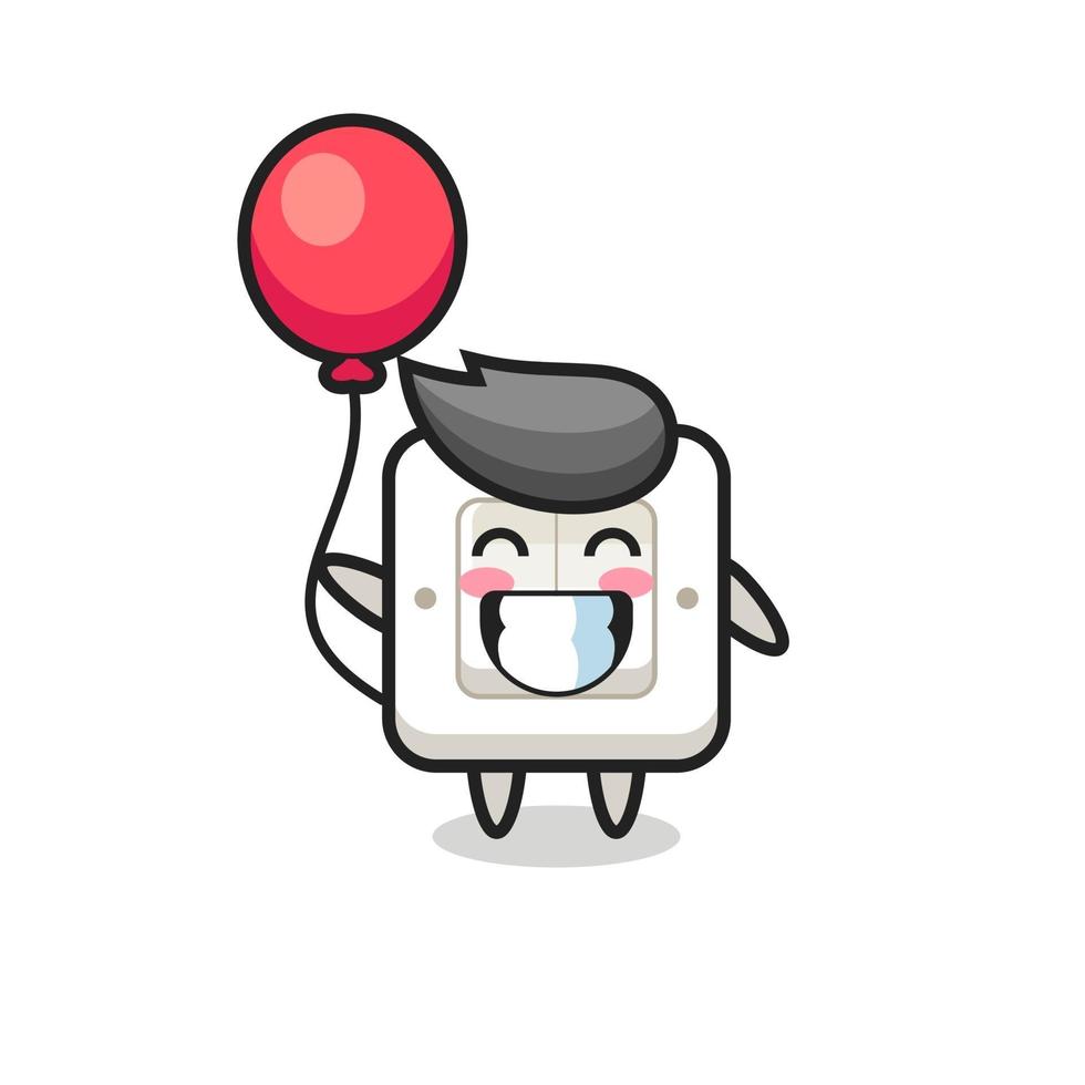 light switch mascot illustration is playing balloon vector