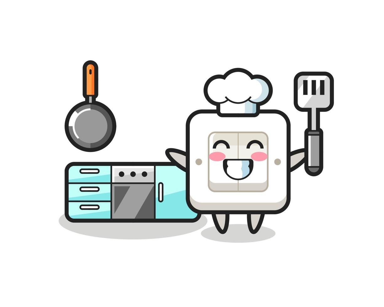 light switch character illustration as a chef is cooking vector