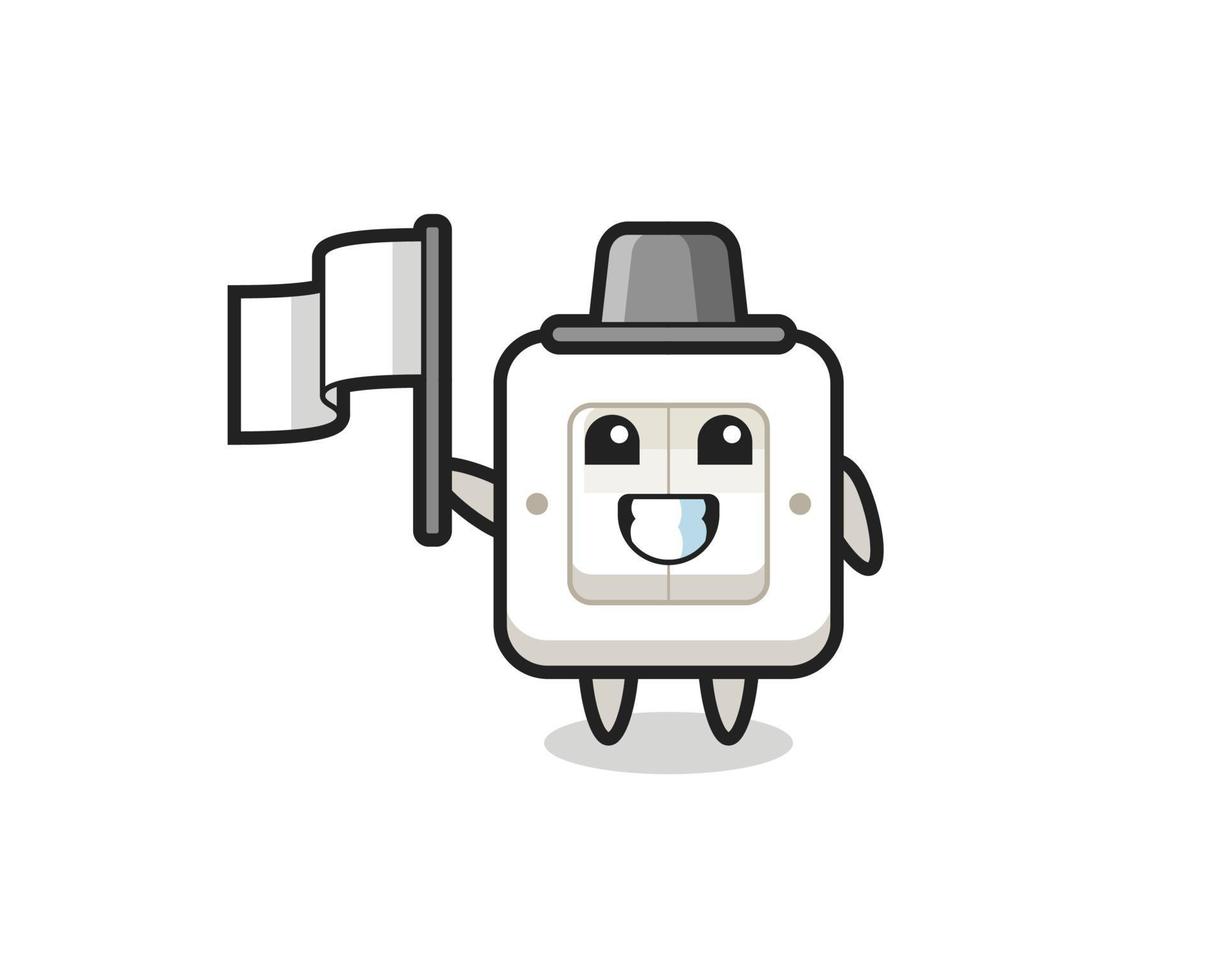 Cartoon character of light switch holding a flag vector