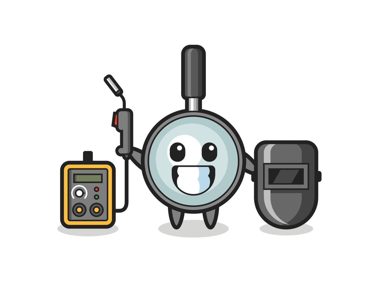 Character mascot of magnifying glass as a welder vector
