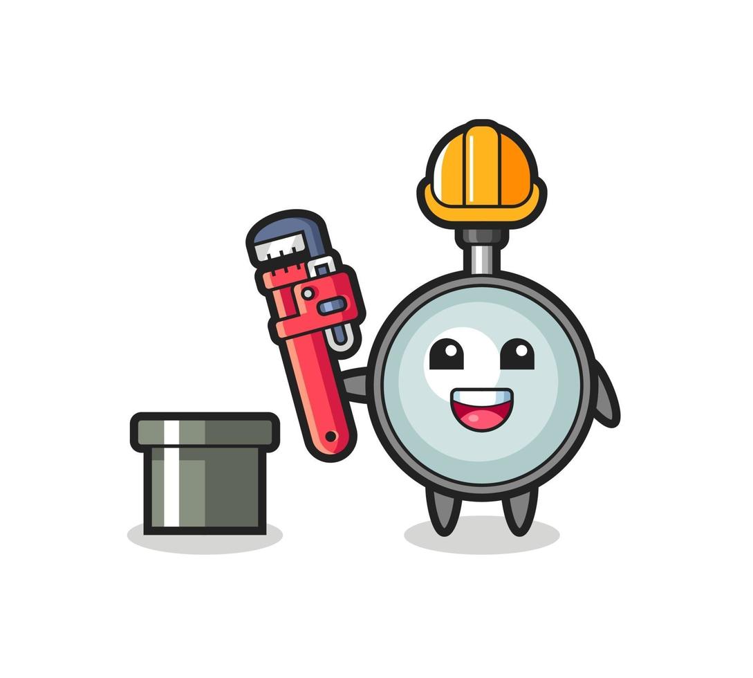 Character Illustration of magnifying glass as a plumber vector