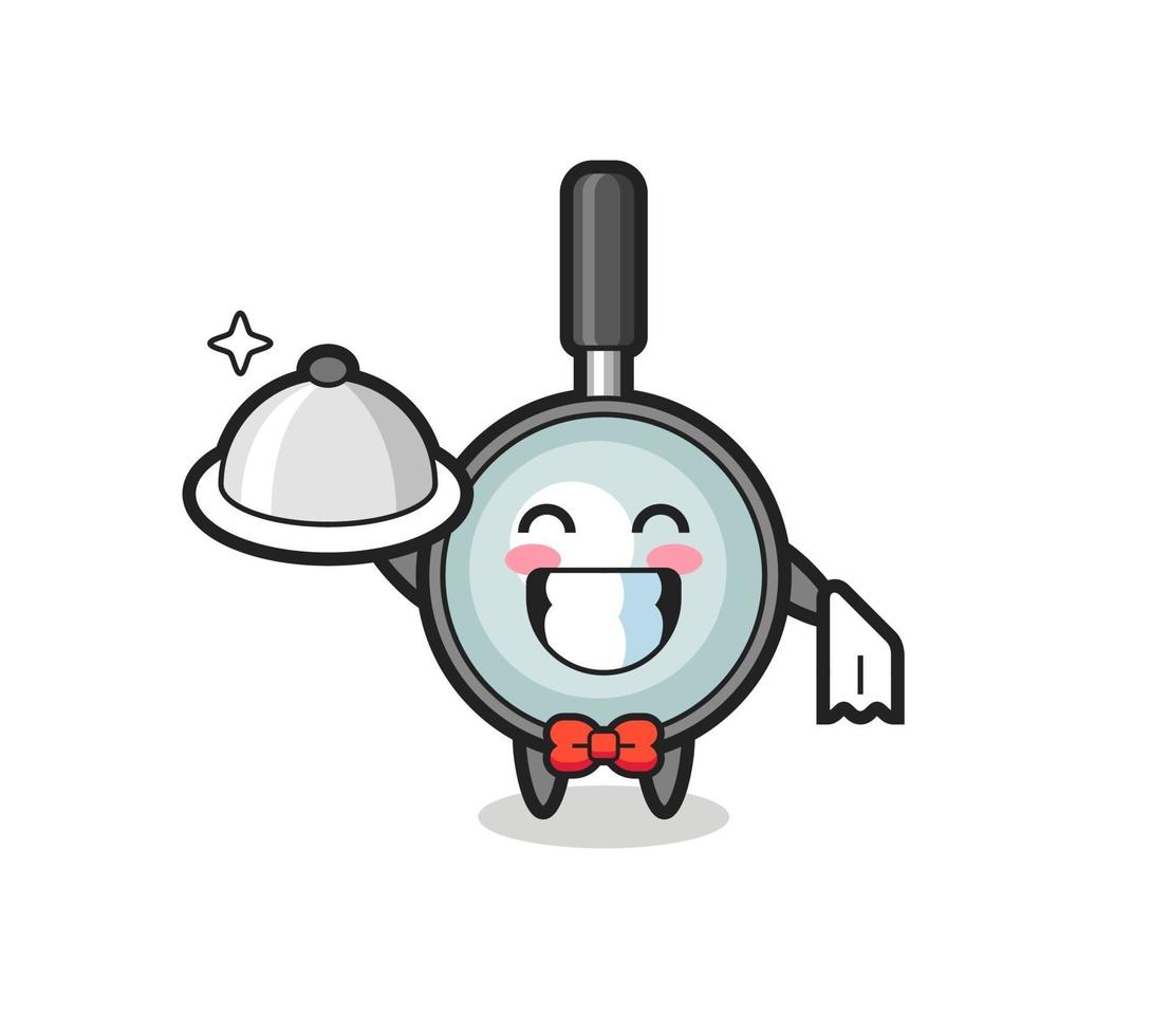 Character mascot of magnifying glass as a waiters vector