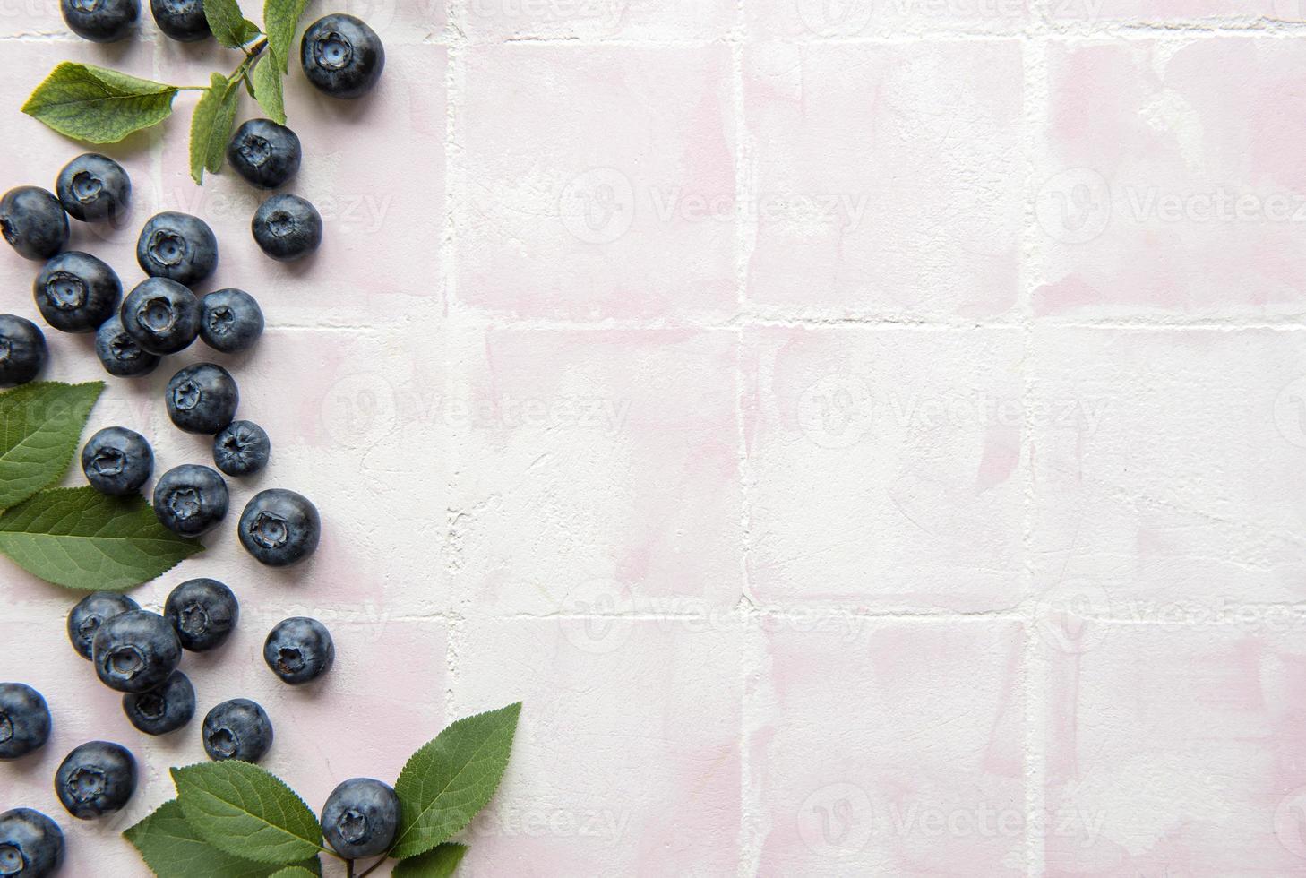 Blueberries on tile background photo