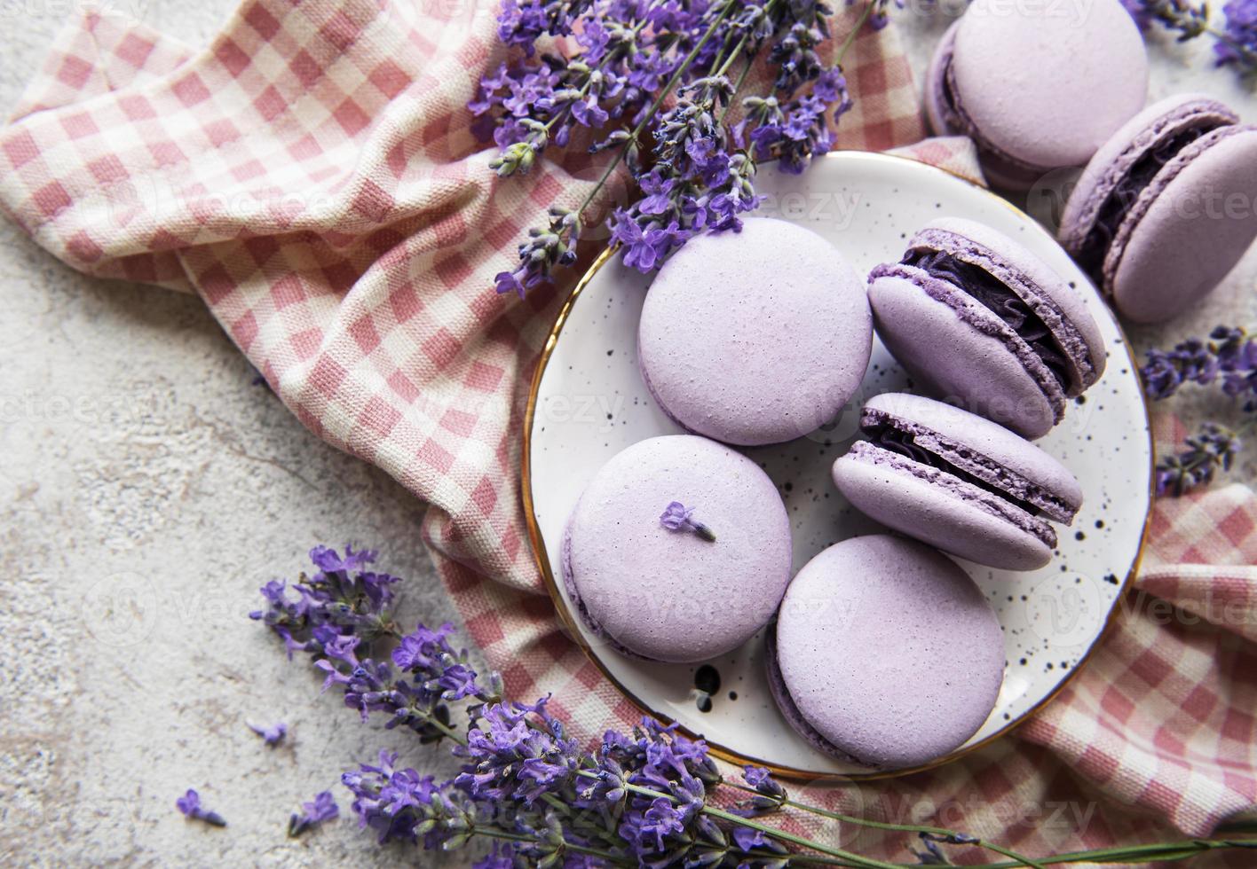 French macarons with lavender flavor photo