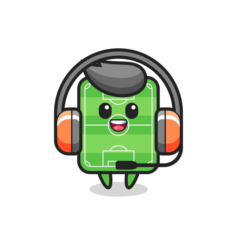 mascota de dibujos animados del campo de fútbol como servicio al cliente vector