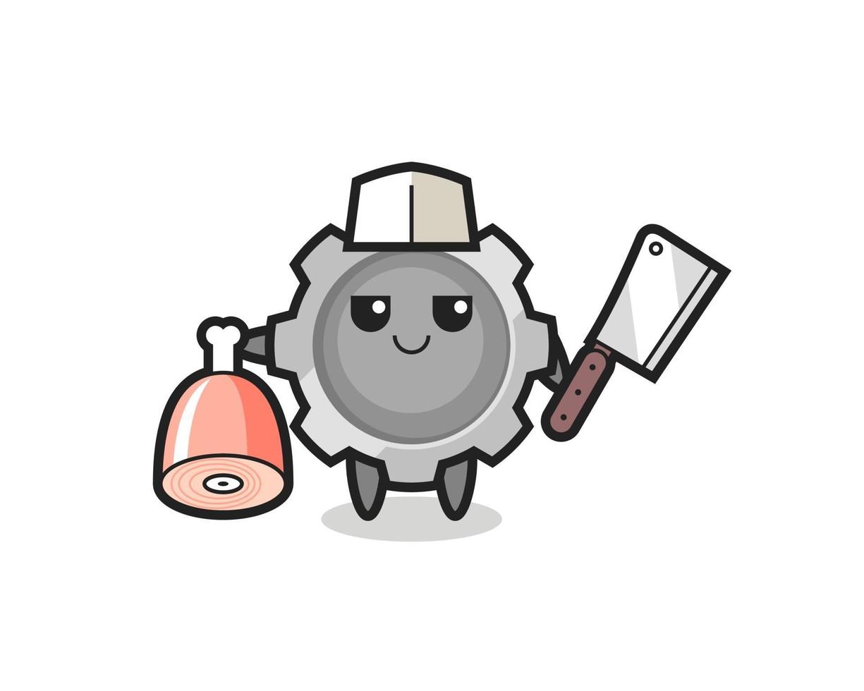 Illustration of gear character as a butcher vector