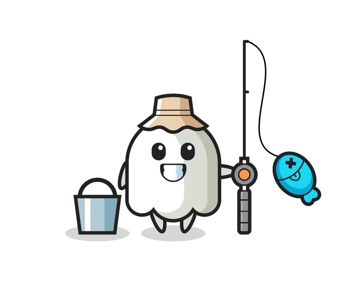 Mascot character of ghost as a fisherman vector