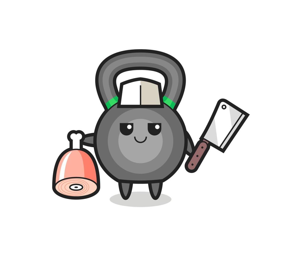 Illustration of kettlebell character as a butcher vector