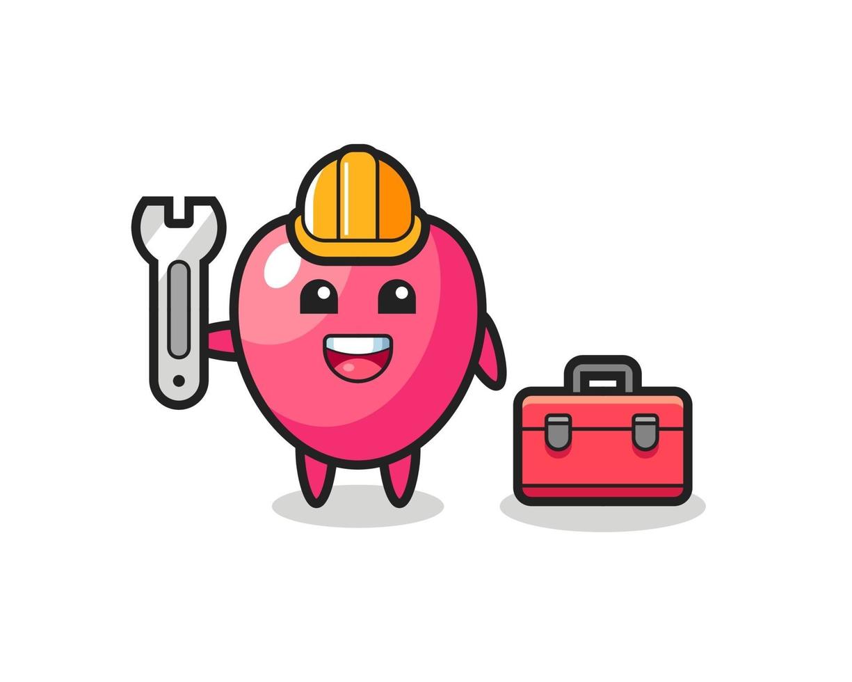 Mascot cartoon of heart symbol as a mechanic vector