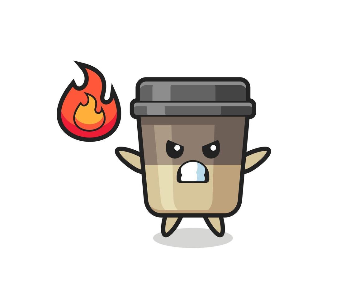 coffee cup character cartoon with angry gesture vector