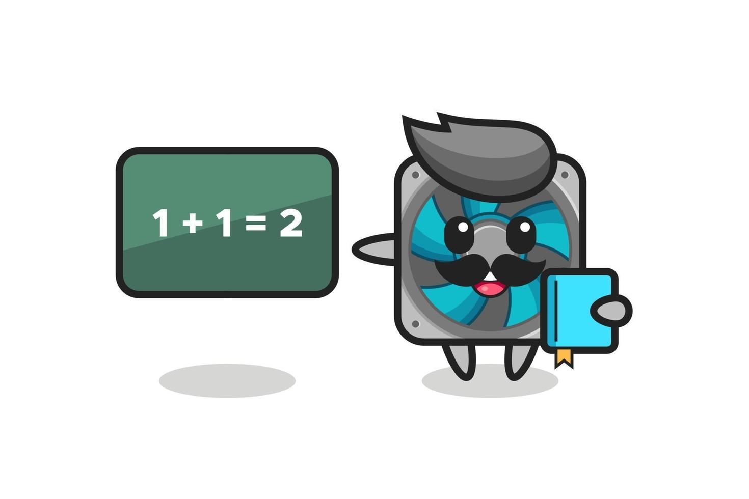 Illustration of computer fan character as a teacher vector