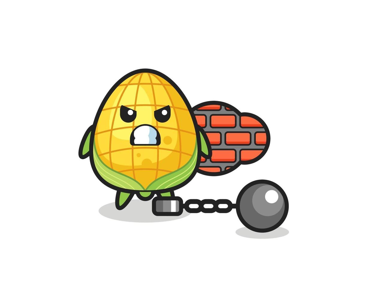 Character mascot of corn as a prisoner vector
