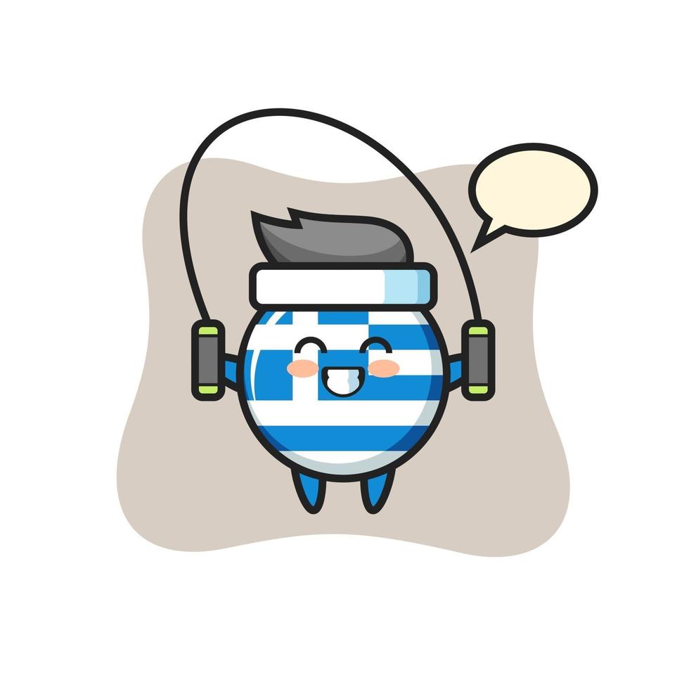 greece flag badge character cartoon with skipping rope vector