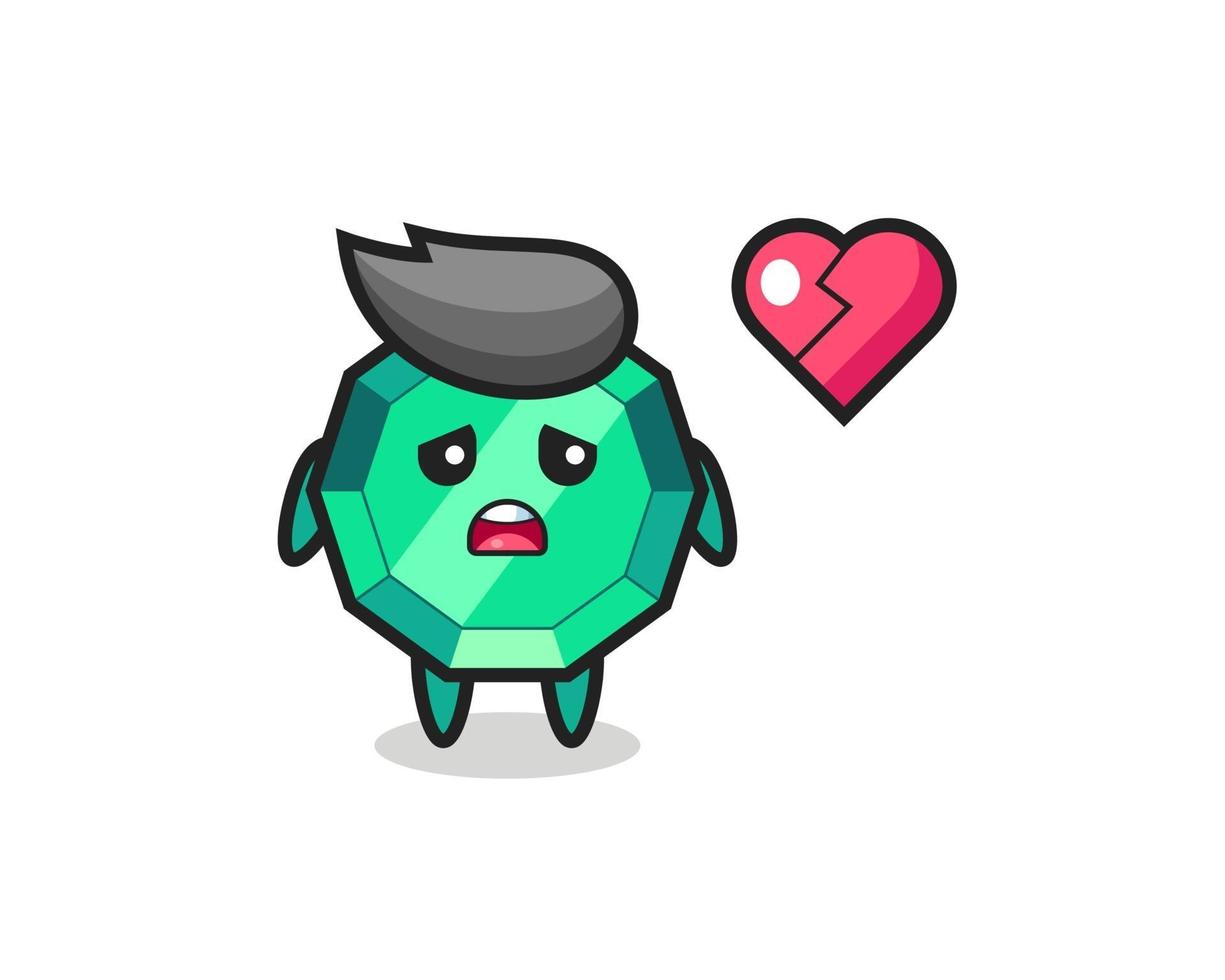 emerald gemstone cartoon illustration is broken heart vector