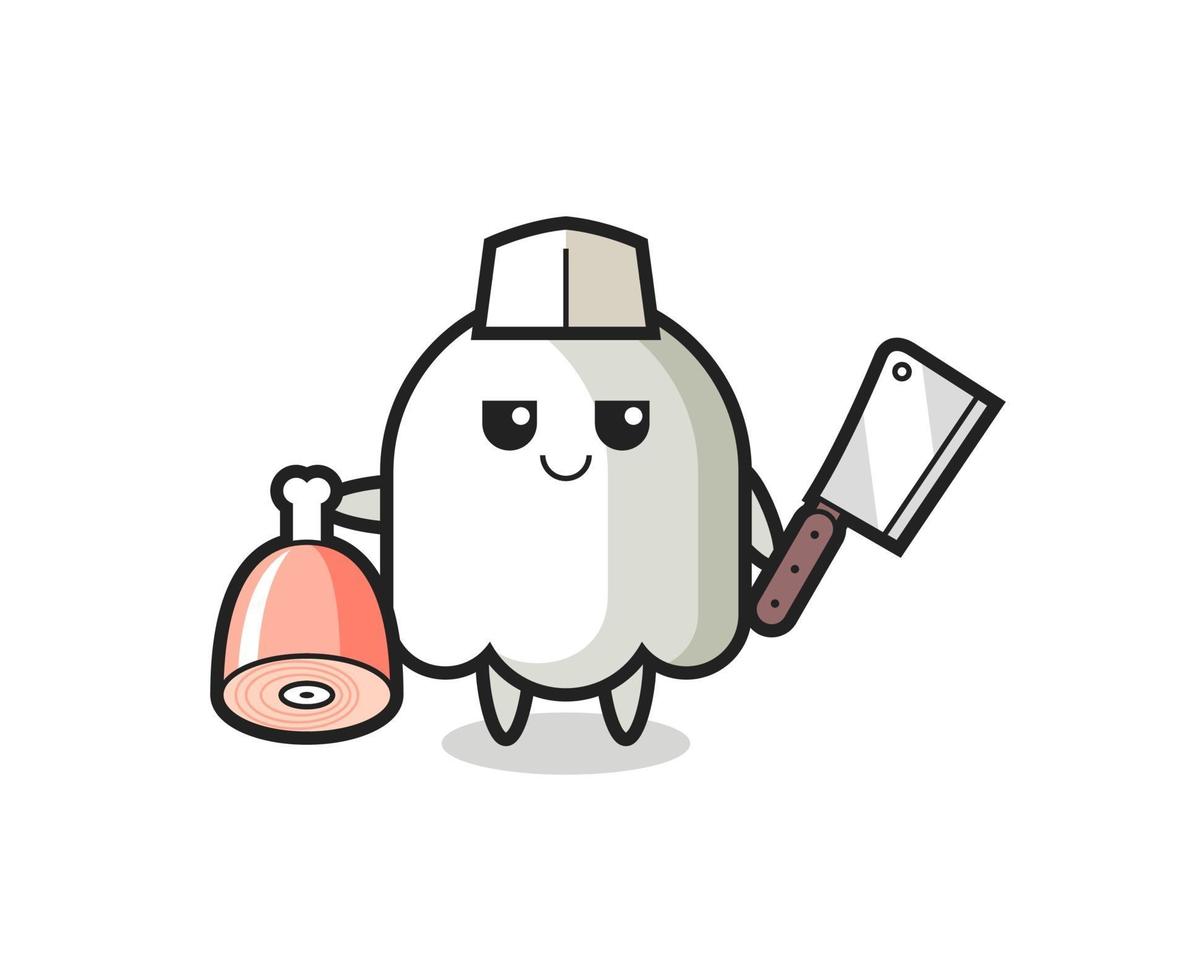 Illustration of ghost character as a butcher vector