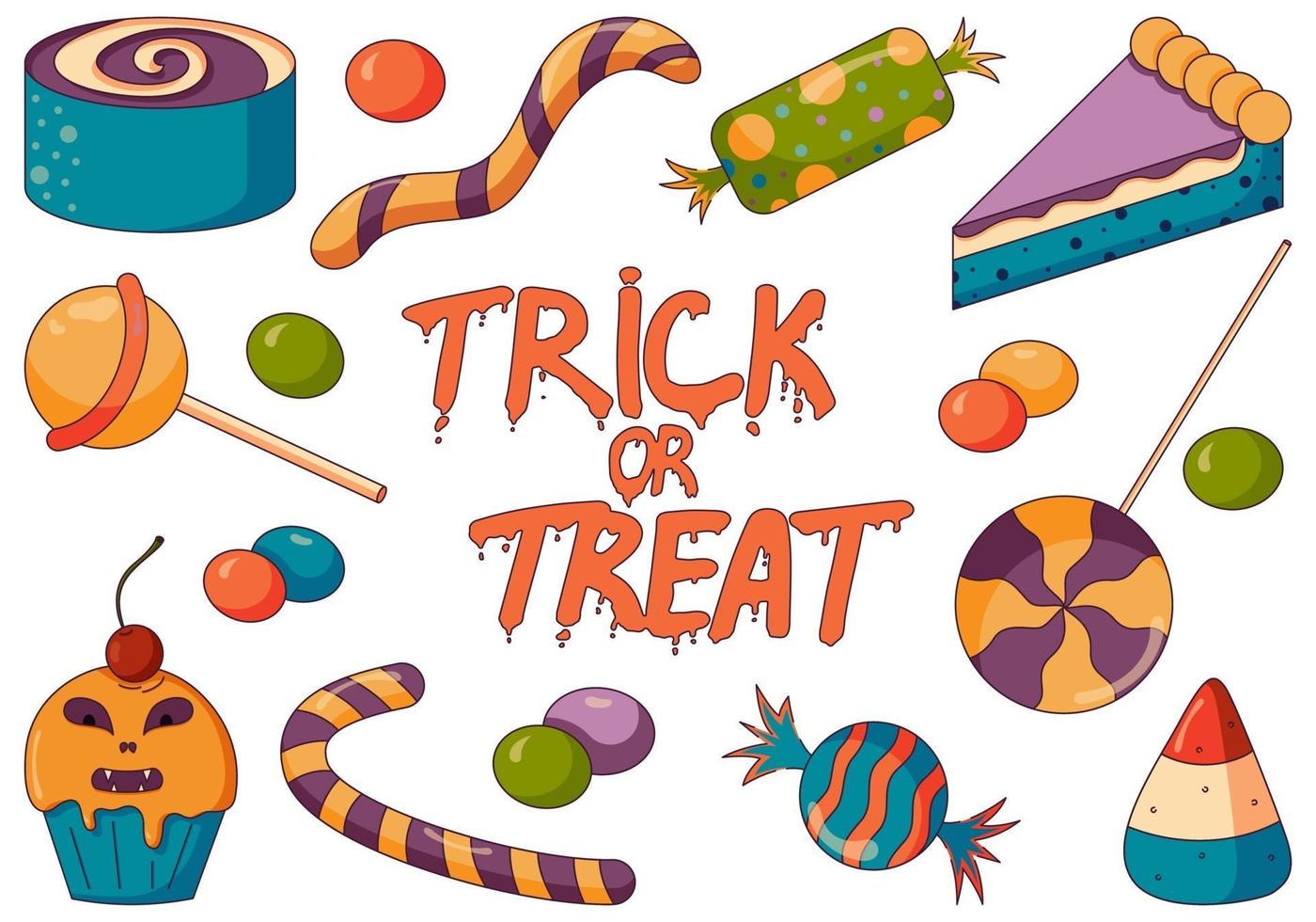 Concept illustration of trick or treat candy mix vector