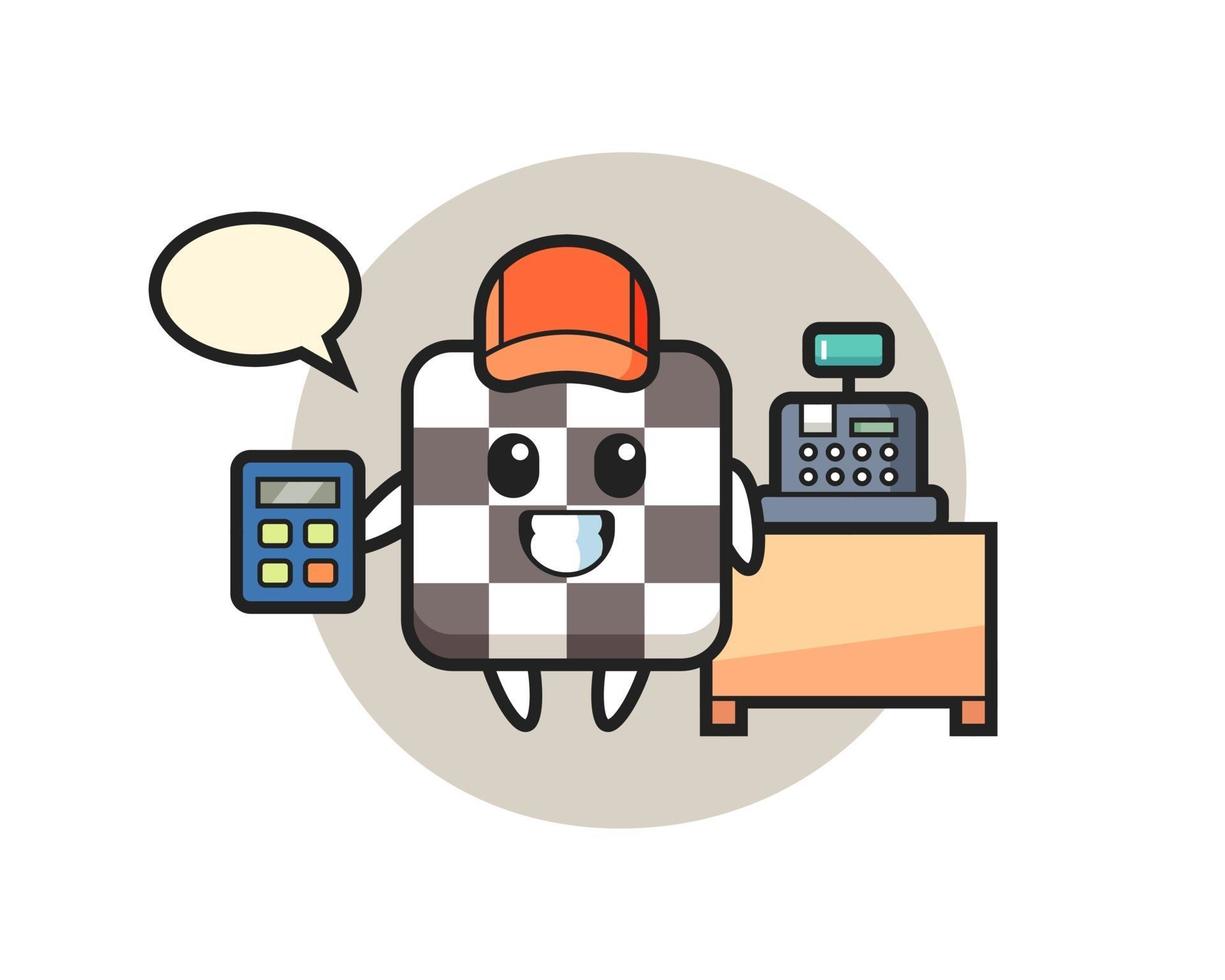 Illustration of chess board character as a cashier vector