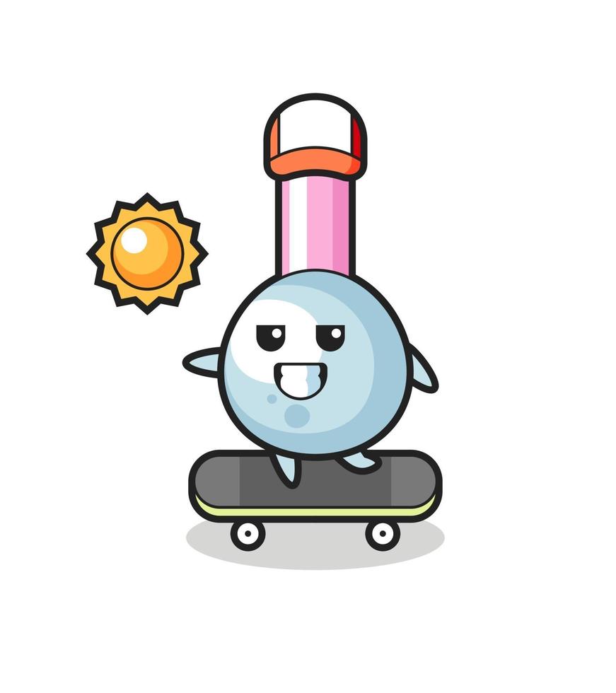 cotton bud character illustration ride a skateboard vector