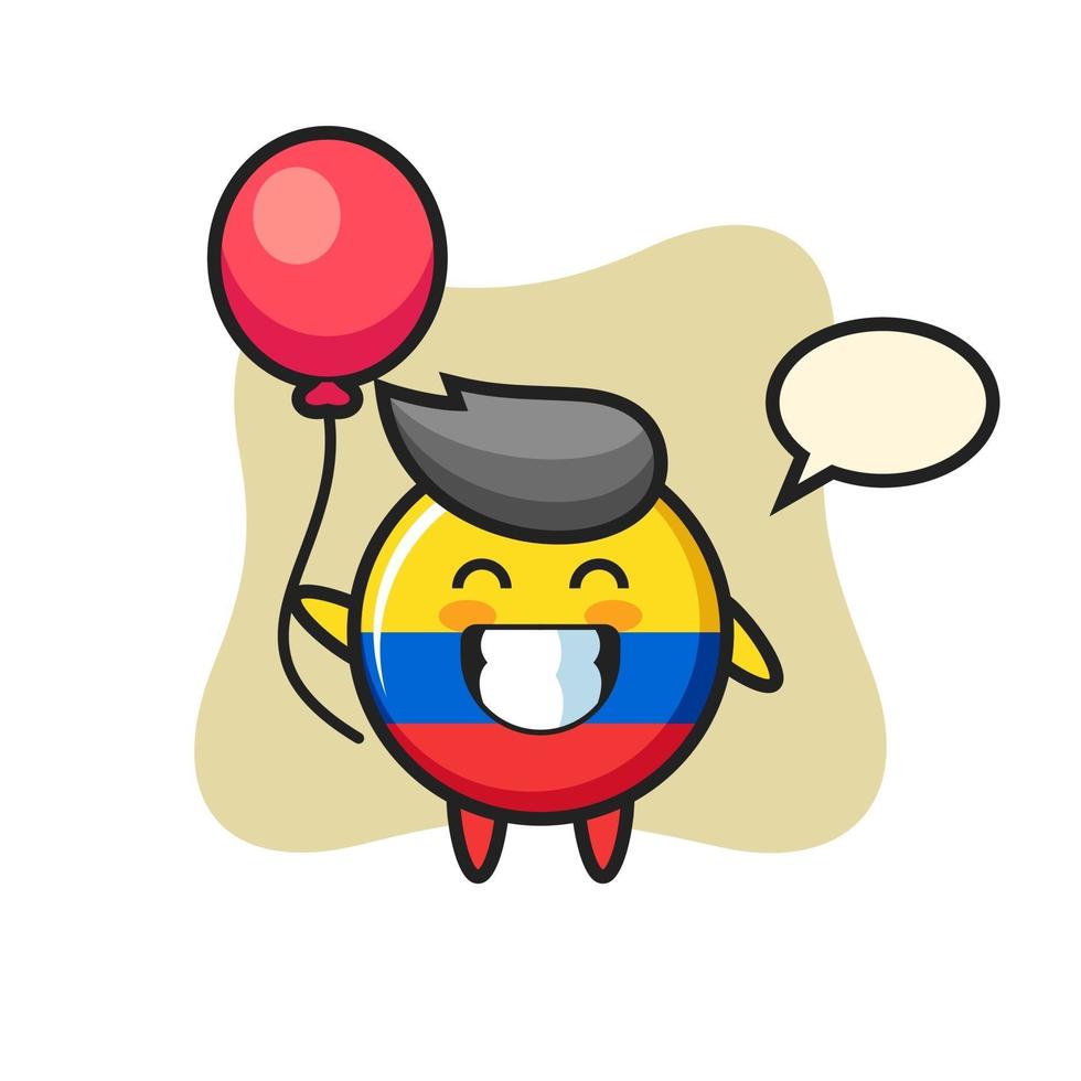 la ilustración de la mascota de la insignia de la bandera de colombia está jugando un globo vector