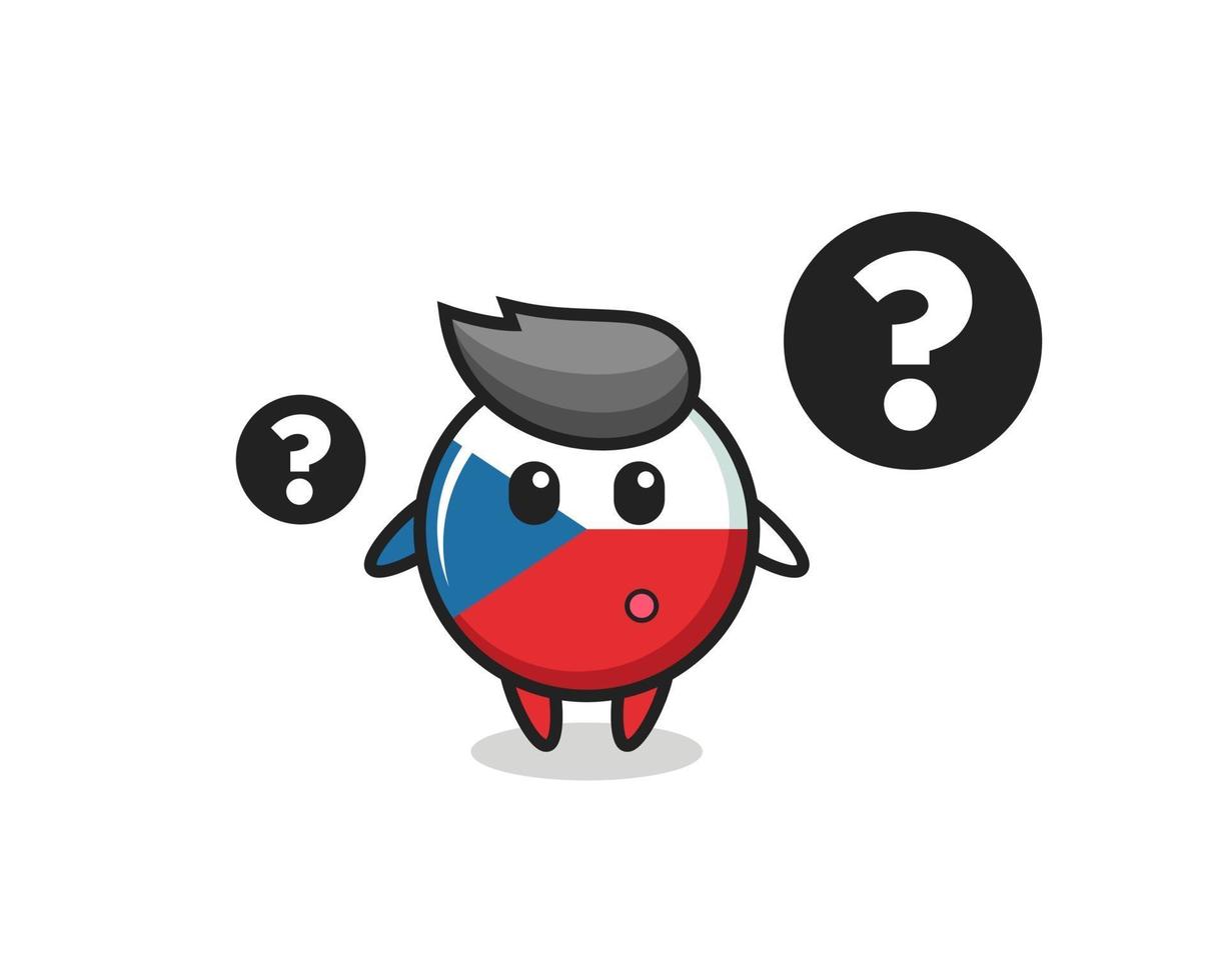 Cartoon Illustration of czech flag badge with the question mark vector